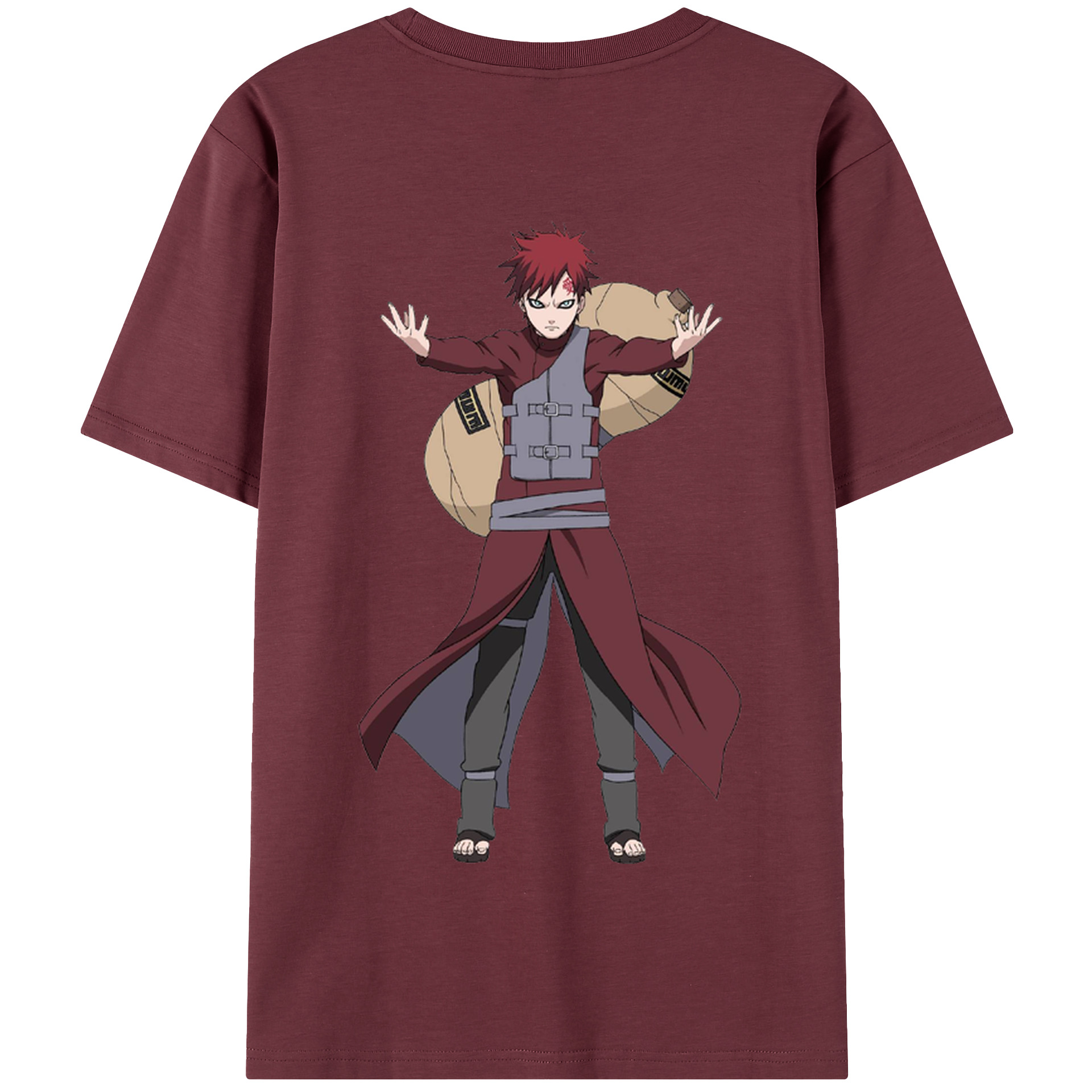 （画像用） NARUTO -ナルト- ガアラ Gaara 綿100％半袖Tシャツ（背面プリント）